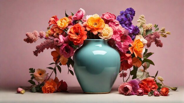 Un bellissimo bouquet di fiori con uno splendido vaso