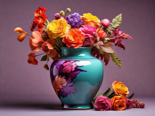 Un bellissimo bouquet di fiori con uno splendido vaso