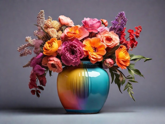 Un bellissimo bouquet di fiori con uno splendido vaso