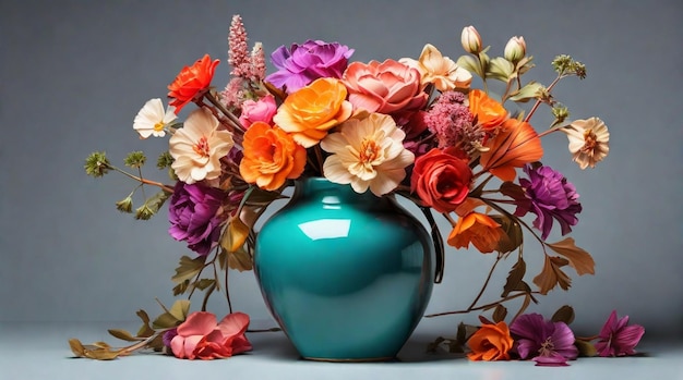 Un bellissimo bouquet di fiori con uno splendido vaso