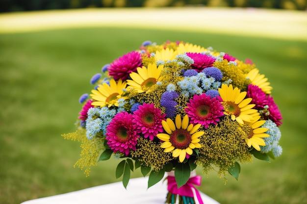 Un bellissimo bouquet Il caleidoscopio della natura Un bouquet mozzafiato di splendore floreale IA generativa