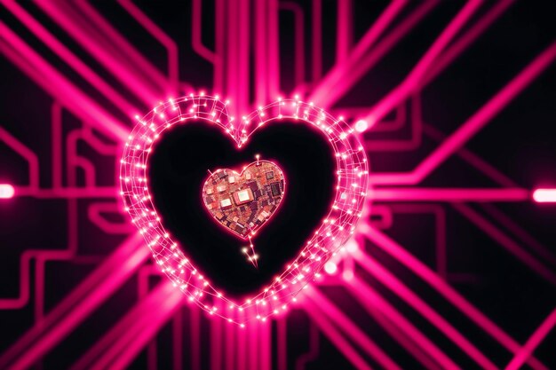 Un bellissimo cuore umano astratto Colori al neonDance of Human Heart and AI Generative AI