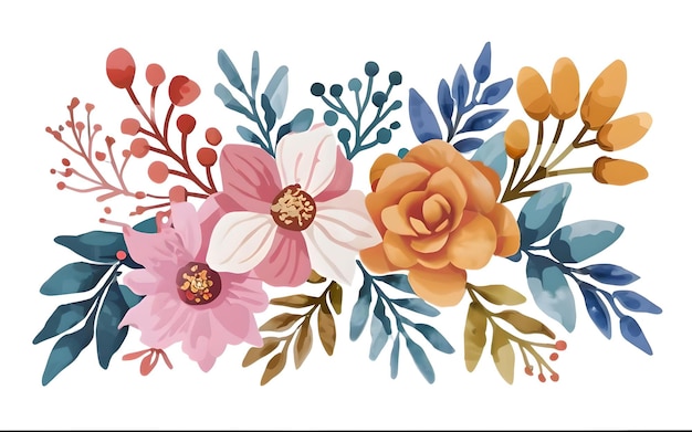Un bellissimo dipinto ad acquerello di rose e foglie su uno sfondo floreale