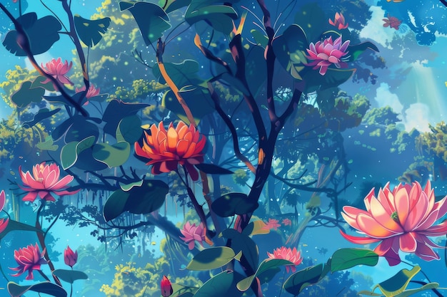Un bellissimo disegno a modello a fiore senza cuciture per applicazioni versatili