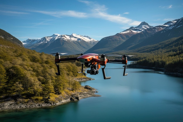 Un bellissimo drone con paesaggio montuoso Patagonia argentina