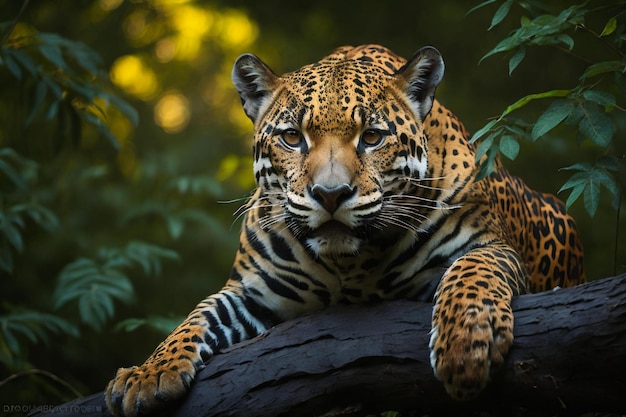 un bellissimo giaguaro americano in via di estinzione nel suo habitat naturale