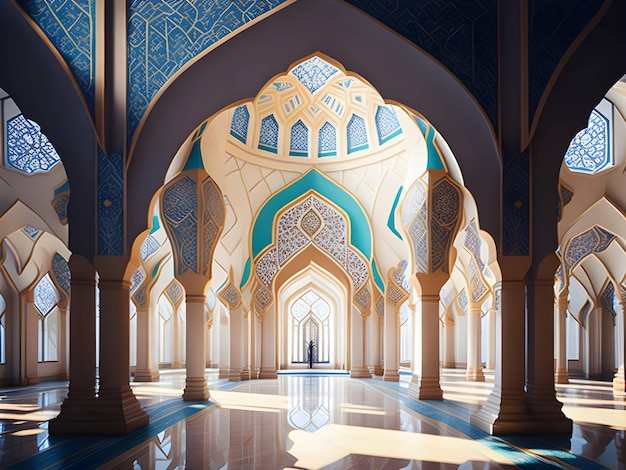 un bellissimo interno della moschea nell'ambiente diurno