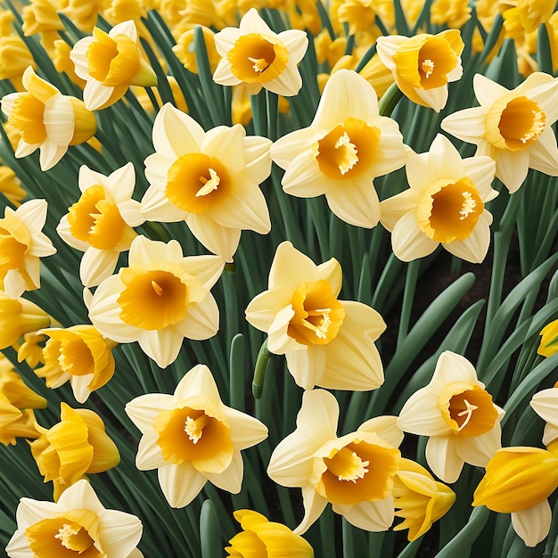 Un bellissimo narcisi giallo in fiore all'inizio della primavera generato dall'AI