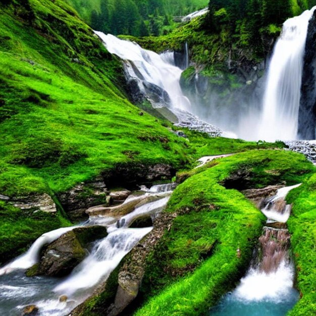 Un bellissimo paesaggio con cascate