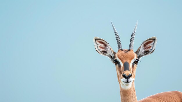 Un bellissimo ritratto di un gerenuk, un'antilope a collo lungo che si trova nelle praterie dell'Africa orientale