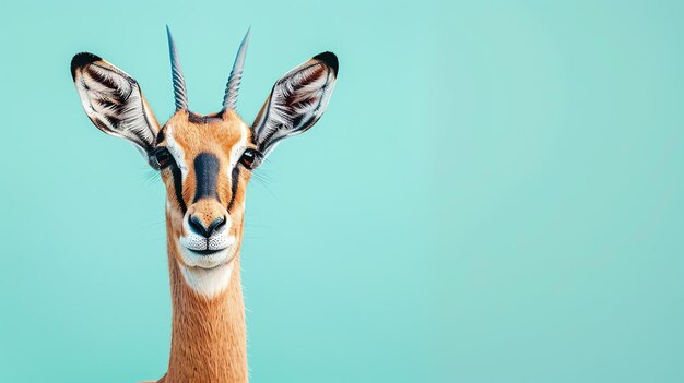 Un bellissimo ritratto di un gerenuk, un'antilope a collo lungo che si trova nelle savane dell'Africa orientale