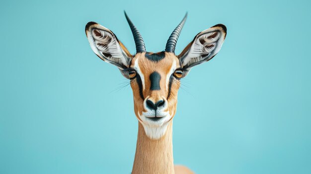 Un bellissimo ritratto di un gerenuk, un'antilope a collo lungo che si trova nelle savane dell'Africa orientale