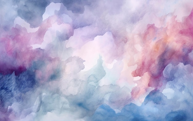 Un bellissimo sfondo astratto ad acquerello caratterizzato da blu viola e rosa nello stile di cieli blu realistici cielo blu e bianco grigio chiaro e cielo blu genera ai