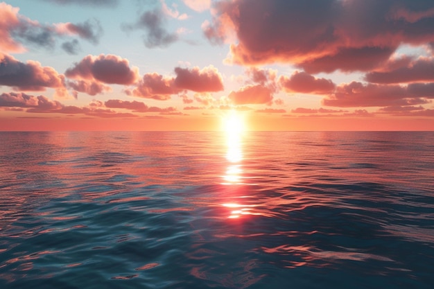 Un bellissimo tramonto su un calmo oceano