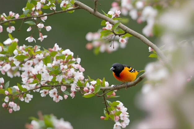 Un bellissimo uccello colorato in piedi su un ramo di un albero