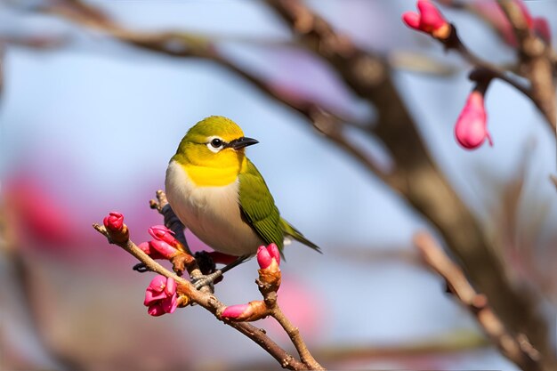 Un bellissimo uccello colorato in piedi su un ramo di un albero