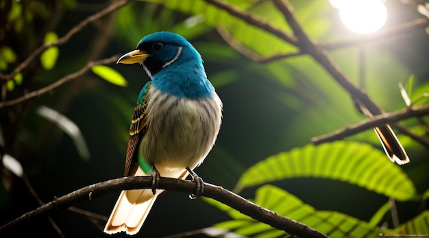 Un bellissimo uccello nella giungla