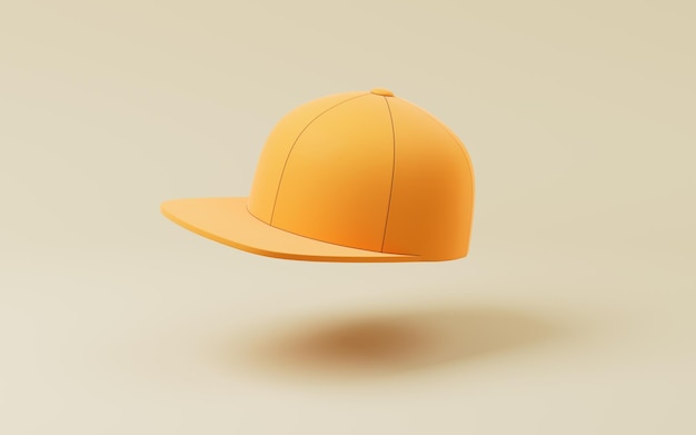 Un berretto da cartone animato con sfondo giallo rendering 3d