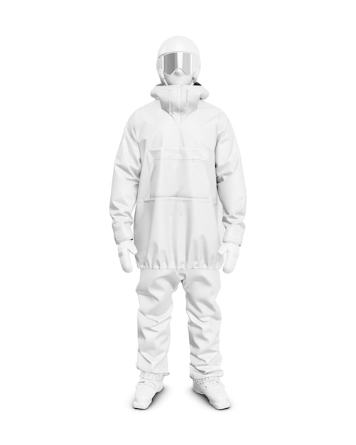 un bianco Skier Full Kit Mockup isolato su uno sfondo bianco