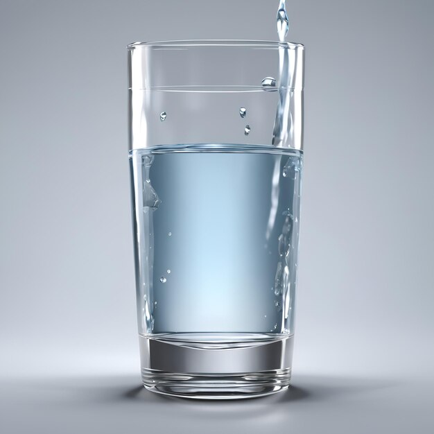 Un bicchiere d'acqua con la luce rifratta