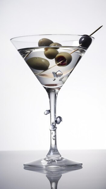 Un bicchiere da martini con dentro delle olive AI generativa