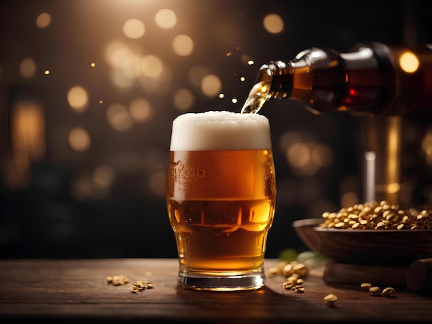 Un bicchiere di birra fredda per un momento meraviglioso bevanda alcolica ideale nella fotografia pubblicitaria cinematografica
