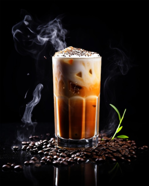 Un bicchiere di caffè caldo generato dall'AI