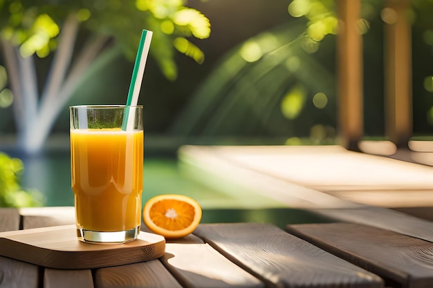 Un bicchiere di succo d'arancia accanto a un bicchiere di succo d'arancia.