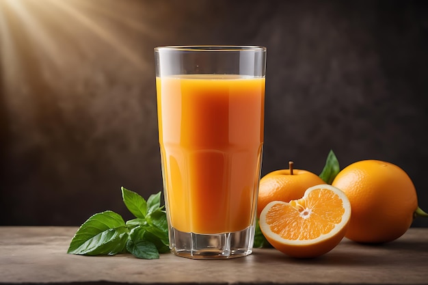 Un bicchiere di succo d'arancia.