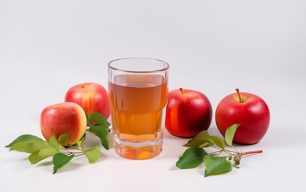 Un bicchiere di succo di mela accanto ad alcune mele