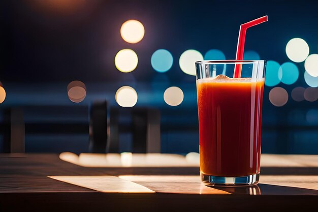 un bicchiere di succo rosso con una cannuccia dentro