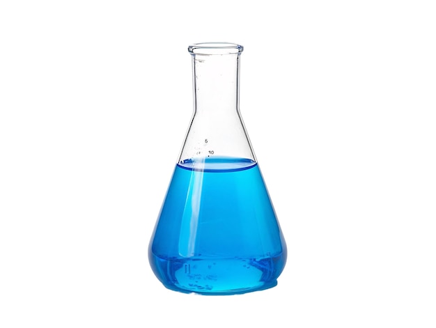 un bicchiere di vetro con liquido blu