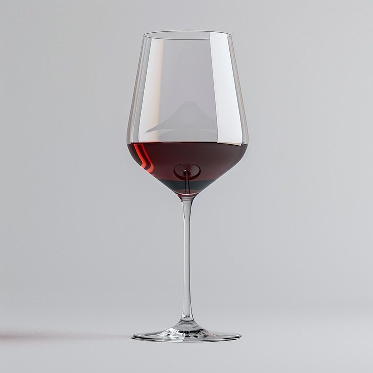 Foto un bicchiere di vino con il vino rosso in esso
