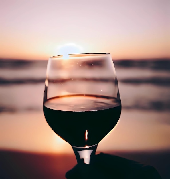 Un bicchiere di vino è sorretto da una persona che lo tiene per mano.