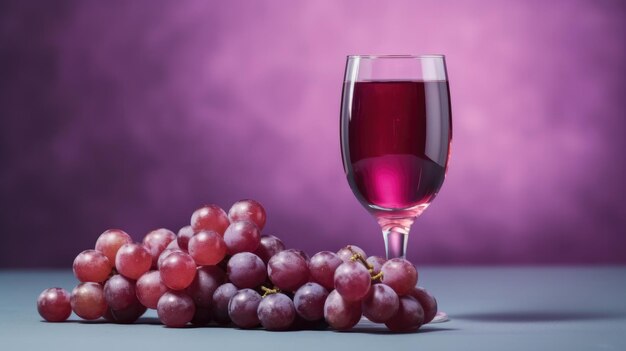 Un bicchiere di vino rosso accanto a un grappolo d'uva