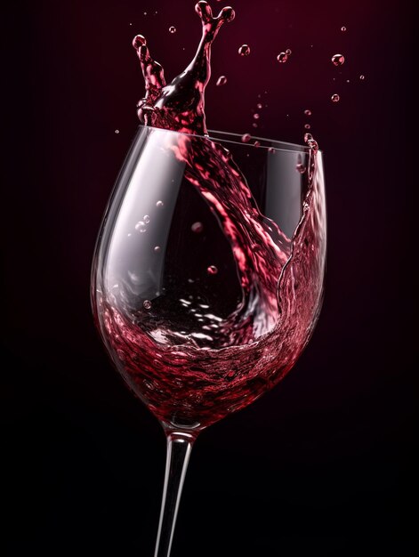 un bicchiere di vino rosso con la parola schizzata sopra