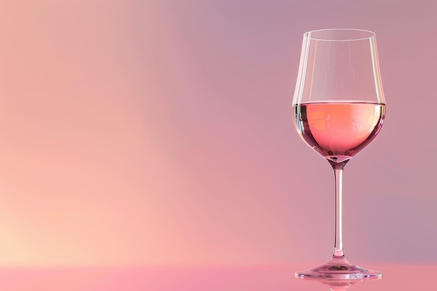 Un bicchiere di vino rosso è seduto su uno sfondo rosa