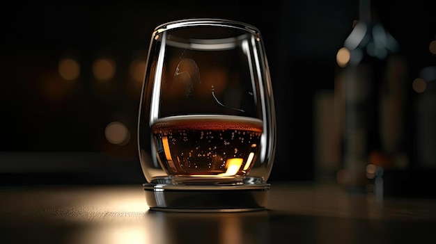 Un bicchiere di whisky con sopra la scritta whisky