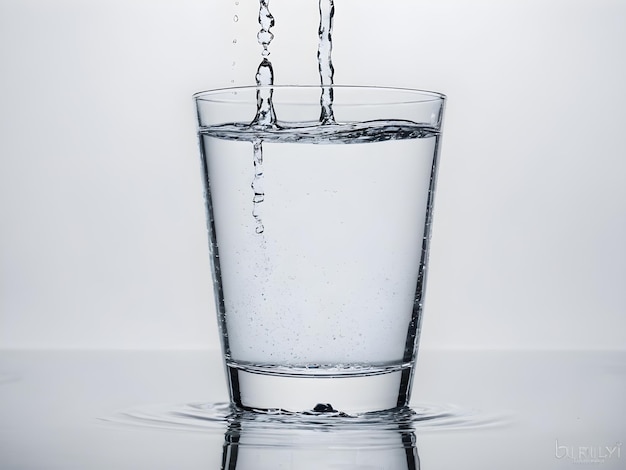 un bicchiere pieno d'acqua e una tazza d'acqua
