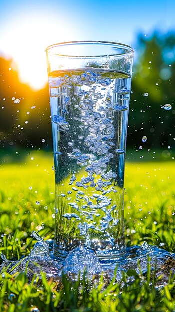 Un bicchiere puro contiene acqua pura che simboleggia salute e rinfresco