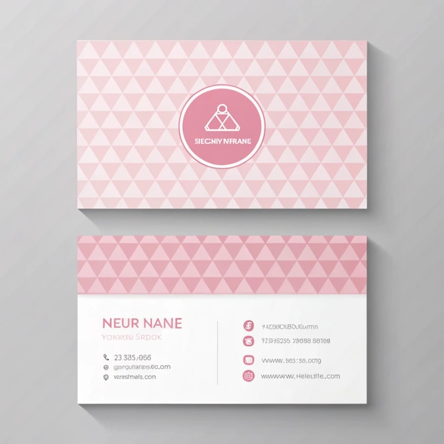 un biglietto da visita rosa e bianco con un logo rosa e bianca