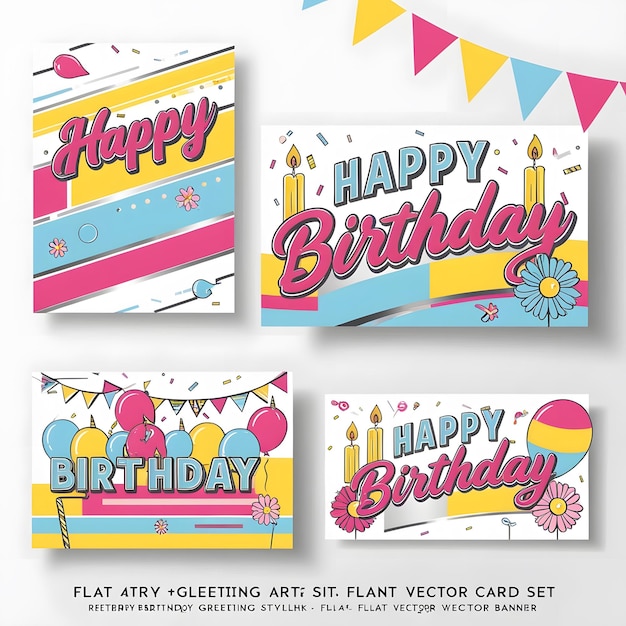 un biglietto di compleanno colorato con un cartellino di compleanno su di esso