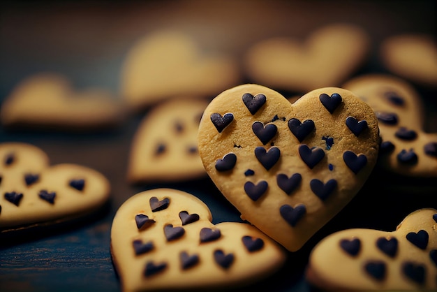 Un biscotto a forma di cuore con sopra la parola amore