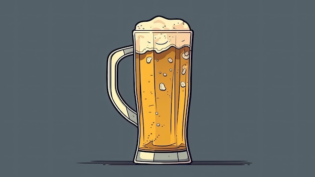 Un boccale di birra con un'illustrazione superiore spumosa