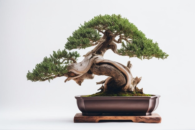 Un bonsai con un piccolo tronco e la parte superiore del tronco è un piccolo albero.