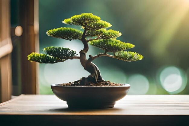 Un bonsai sul davanzale di una finestra