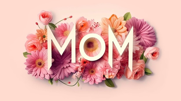 Un bordo floreale con sopra la parola mamma