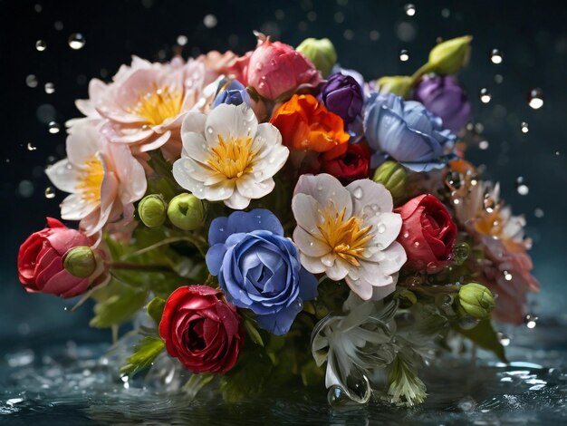 un bouquet di fiori 3d visivo