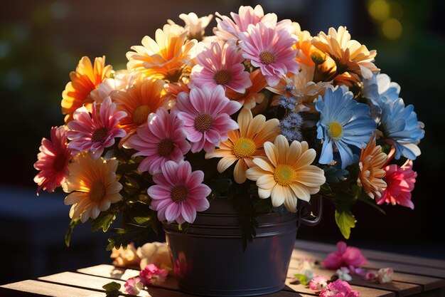 un bouquet di fiori alla luce del sole fotografia professionale