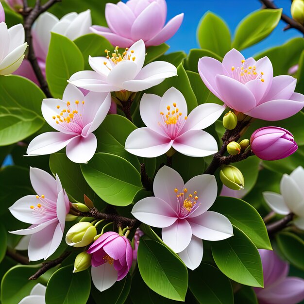 un bouquet di fiori che sono su un albero